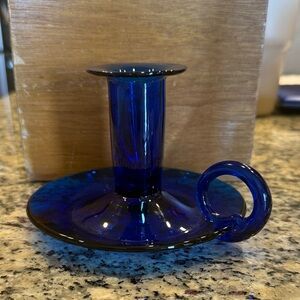 Blue Glass Candle Holder